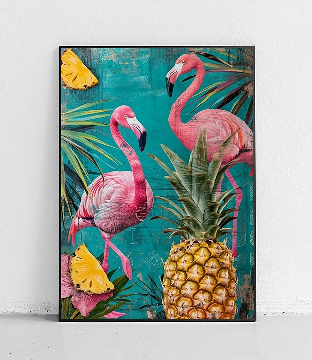 Image of Pakamera Plakat Flamingi i tropikalne smaki