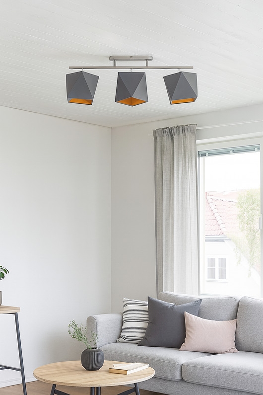 Image of Pakamera Nowoczesna 3-punktowa lampa sufitowa do salonu DETROIT GOLD