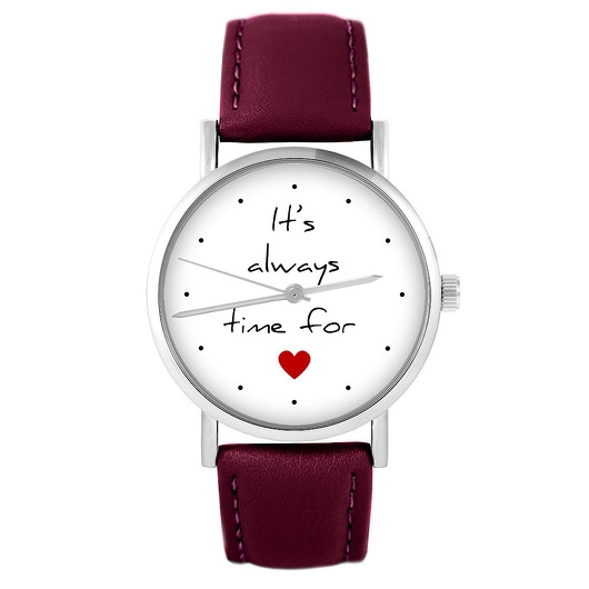 Image of Pakamera Zegarek - Time for love - skórzany, burgund