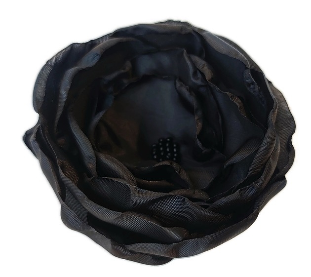 Image of Pakamera Duża czarna broszka kwiatek kwiat 12cm