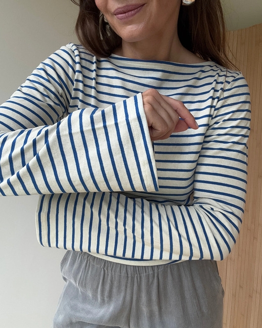 Image of Pakamera Longsleeve Sense blue stripes bawełna