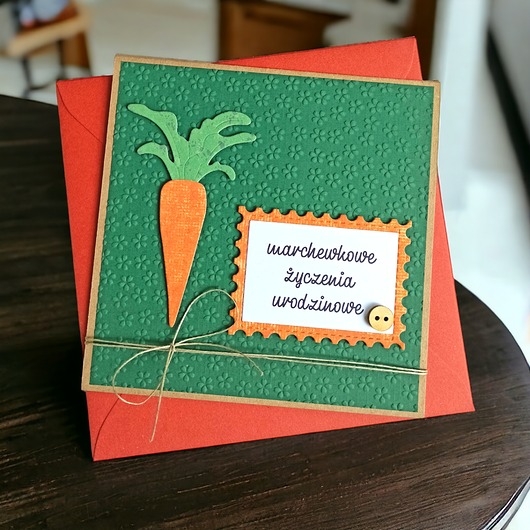 Image of Marchewkowe życzenia urodzinowe : kartka handmade