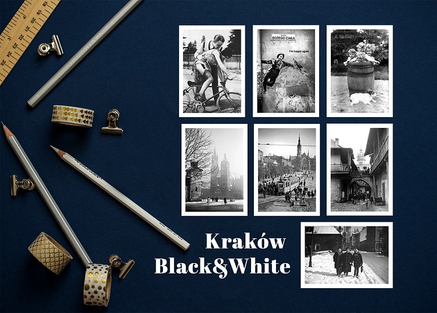 Image of Pakamera Zestaw Kartek KRAKÓW BLACK&amp;WHITE - Set 7 szt