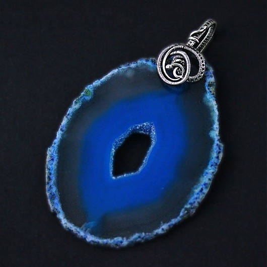Image of Pakamera Kylie - duży wisior wire-wrapping z agatem
