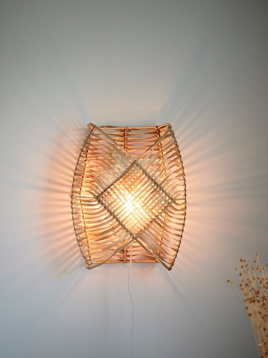 Image of Pakamera Pleciona lampa ścienna Zyla Natural z rattanu