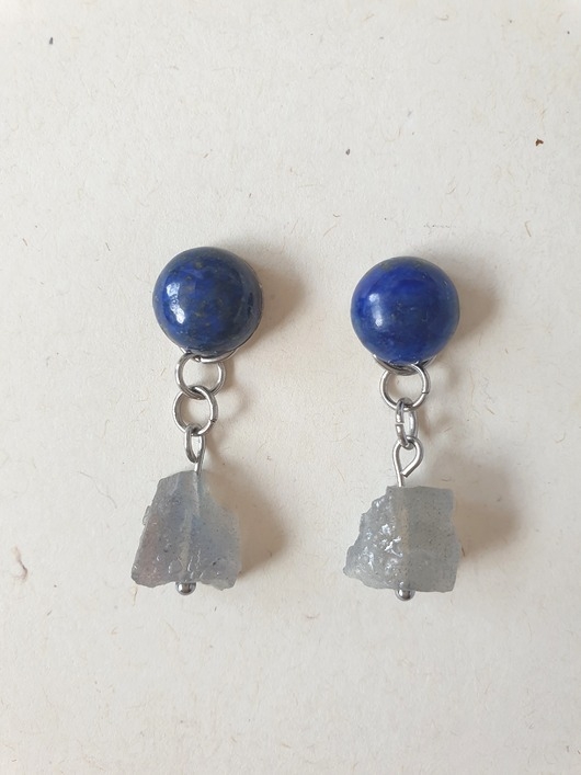 Image of Pakamera Kolczyki RAW lapis lazuli, labradoryt