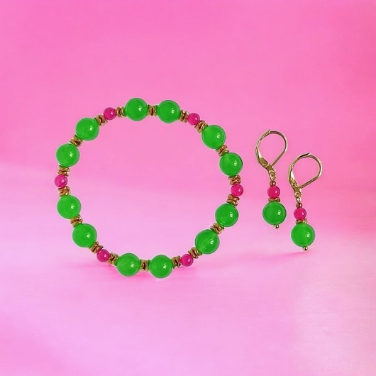 Image of Pakamera RAZEM TANIEJ! summer collection : bransoletka i kolczyki : jadeit III