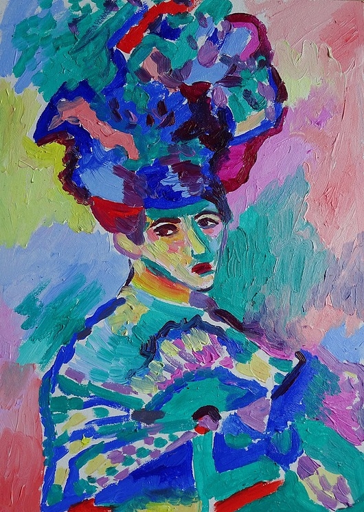 Image of Kolorowy obraz olejny do salonu portret kobiety henri Matisse