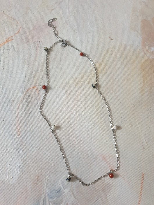 Image of Pakamera Naszyjnik choker ROOTS łańcuszek jaspis czerwony, jaspis dalmatyński, howlit