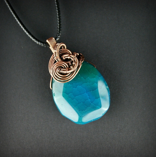 Image of Wisiorek wire wrapping z agatem