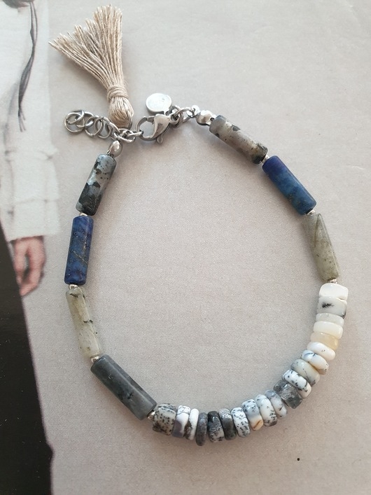 Image of Pakamera Bransoletka patyczki opal, lapis lazuli, larvikit, labradoryt