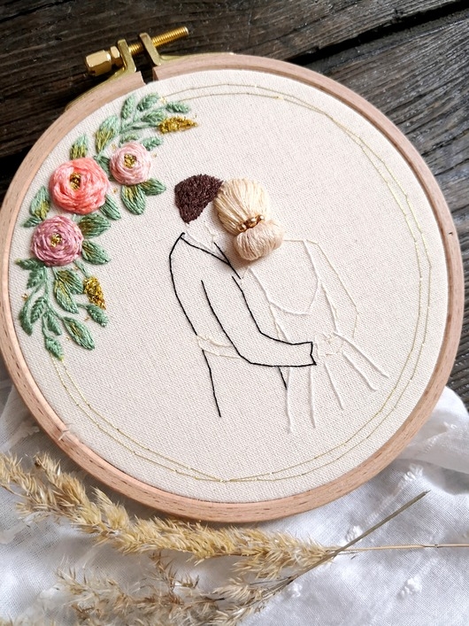 Image of Pakamera Haftowana pamiątka ślubna, personalizowany prezent na ślub