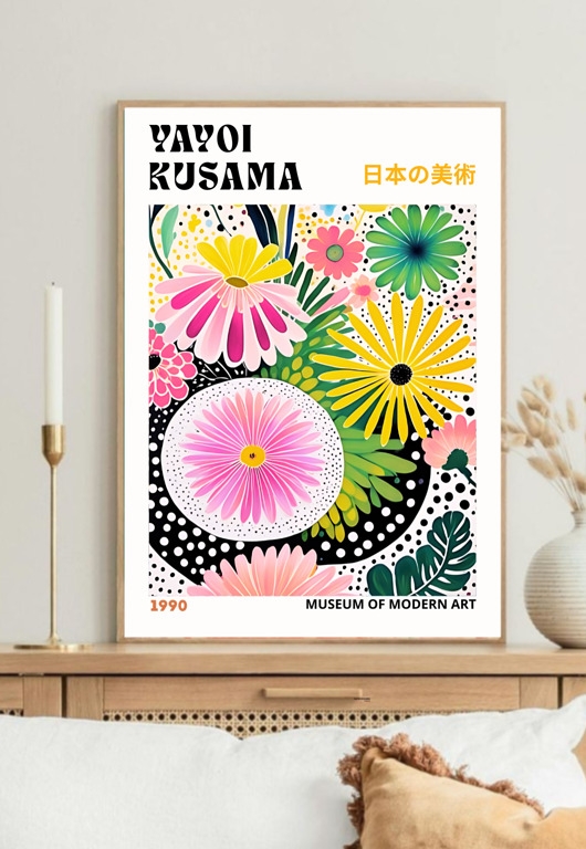 Image of Pakamera PLAKAT dekoracyjny kwiaty Yayoi Kusama, poster