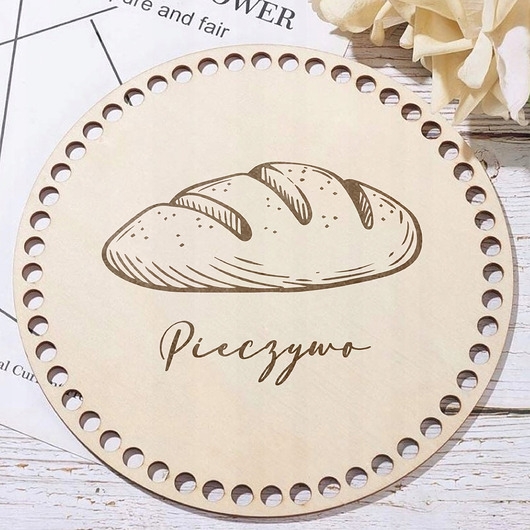 Image of Pakamera Drewniana baza ze sklejki do koszyka na pieczywo 20cm Dno do szydełkowania