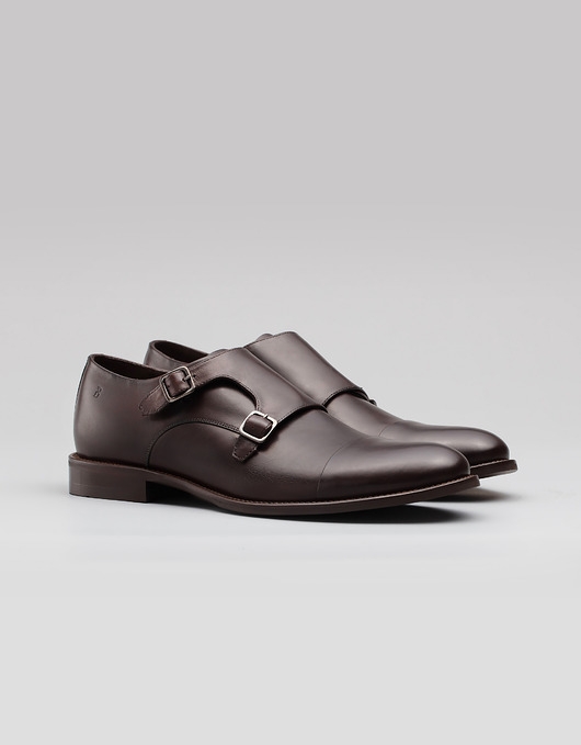 Image of Pakamera Brązowe buty monki skórzane p001