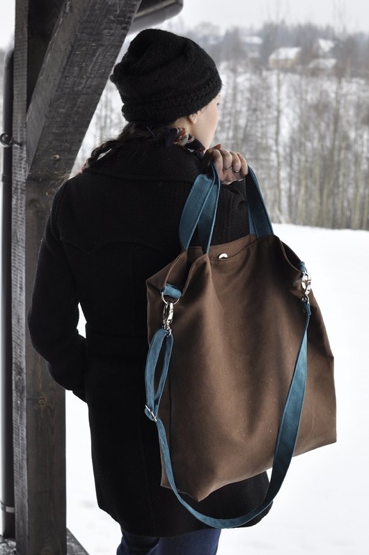 Image of Pakamera Torba hobo XXL - brąz, turkus