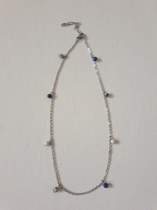 Image of Naszyjnik choker ROOTS łańcuszek lapis lazuli, jaspis dalmatyński, howlit