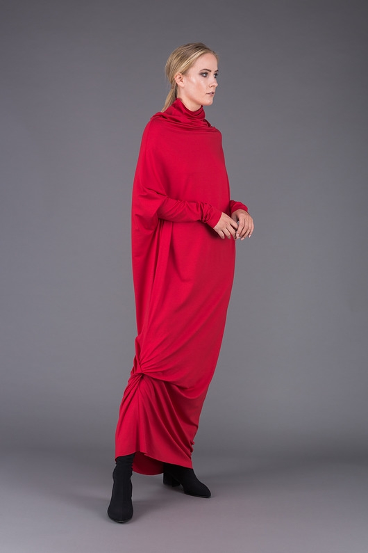 Image of Mia red side knot dressi