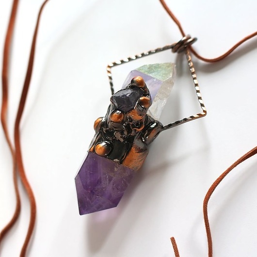 Image of Pakamera Ametyst + kwarc tytanowy aura - Harmozniacja aury