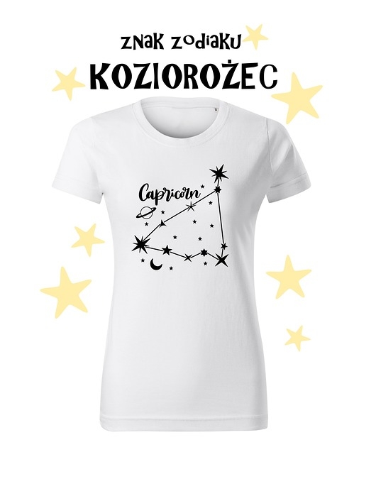 Image of Koszulka T-shirt ze znakiem zodiaku KOZIOROŻEC/ Folia Flex