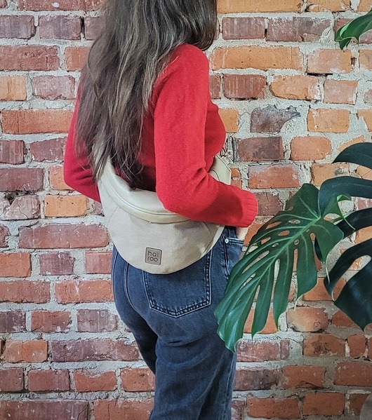 Image of Pakamera Nerka Haru beżowa bawełniana z ekoskórą