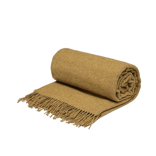 Image of Pakamera Koc z wełny merino mustard