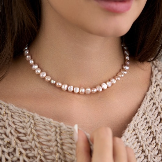 Image of Pakamera Choker perły naturalne srebro 925 pozłacane