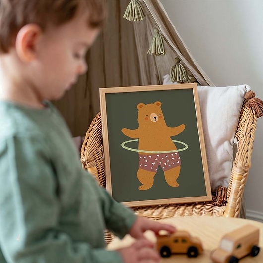 Image of Pakamera Plakat Miś Hula Hoop - Plakaty Na Ścianę Dla Dzieci