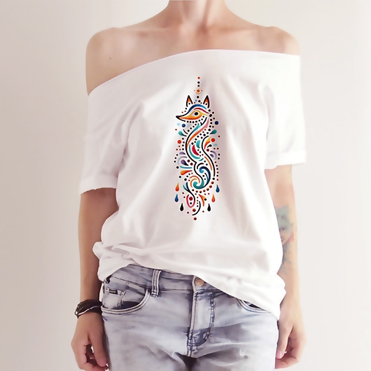 Image of Pakamera Lis boho kolory Biały Oversize