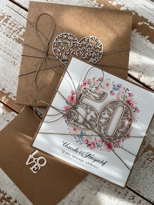 Image of Kartka z personalizacją w pudełku z kopertą na 50 rocznicę ślubu