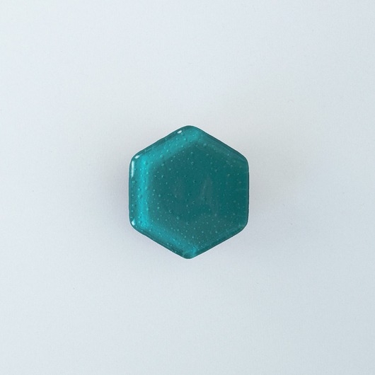 Image of Pakamera Zielona gałka do mebli sześciokątna, szklana Hexagon - morski