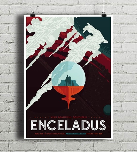 Image of Pakamera Księżyc Enceladus - vintage plakat