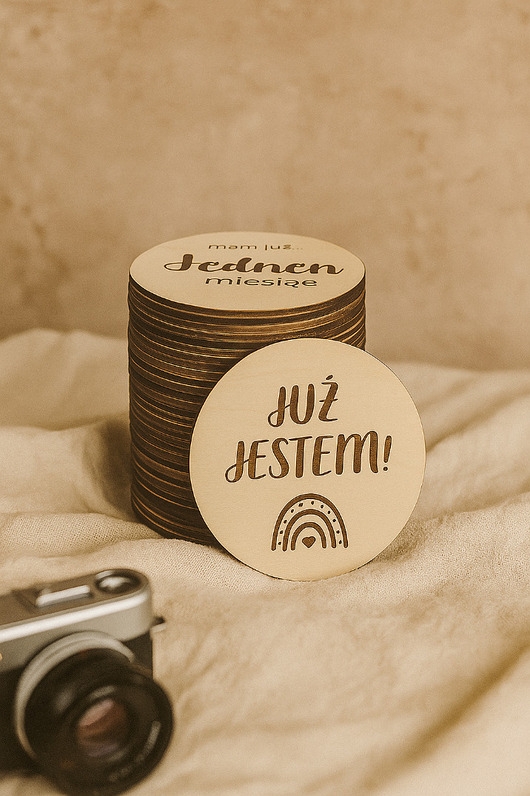 Image of Pakamera Tabliczki do zdjęć Kartki z miesiącami dziecka Czekamy na Ciebie Prezent