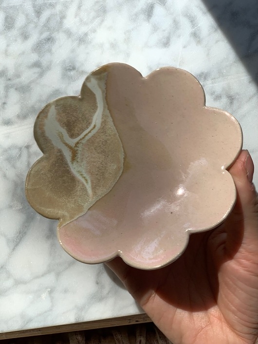 Image of Pakamera Ceramiczna Miseczka Kwiat na Drobiazgi Biżuterię Pink Safari