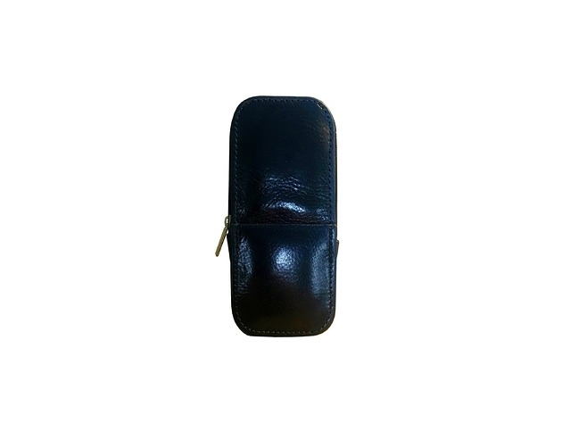 Image of Pakamera Etui na 3 pióra długopisy granatowe skóra