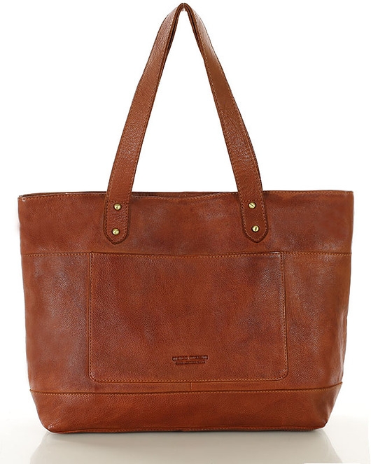 Image of Pakamera Torebka skórzana shopper damski - camelowy brąz