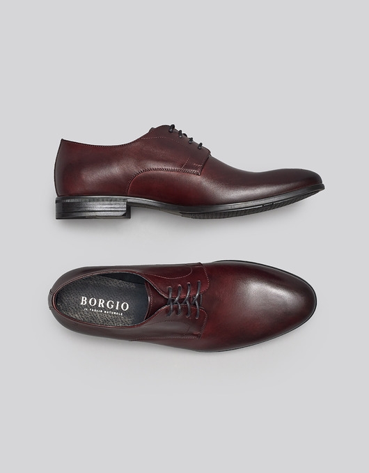 Image of Pakamera Burgundowe buty derby skórzane p004