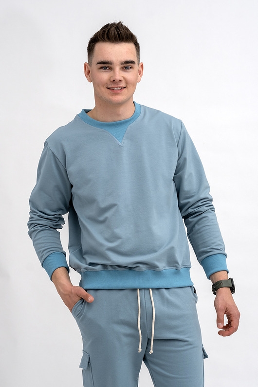 Image of Pakamera Bluza męska basic do V NIEBIESKA