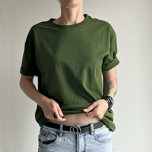 Image of Basic luźny tshirt oversize Butelkowozielony