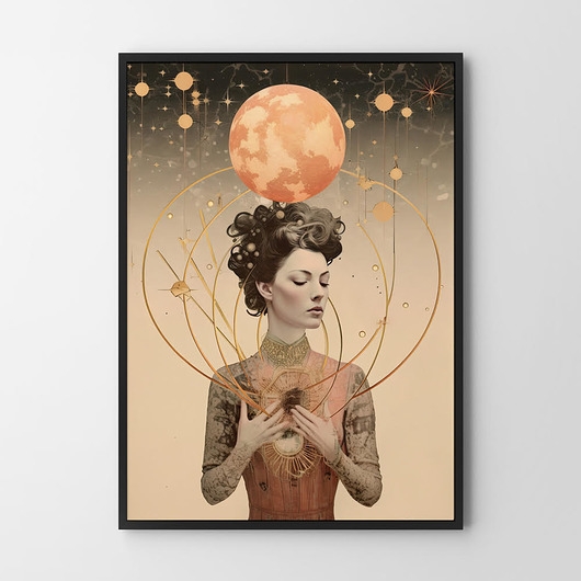 Image of Plakat astrologia kolaż kobieta planety