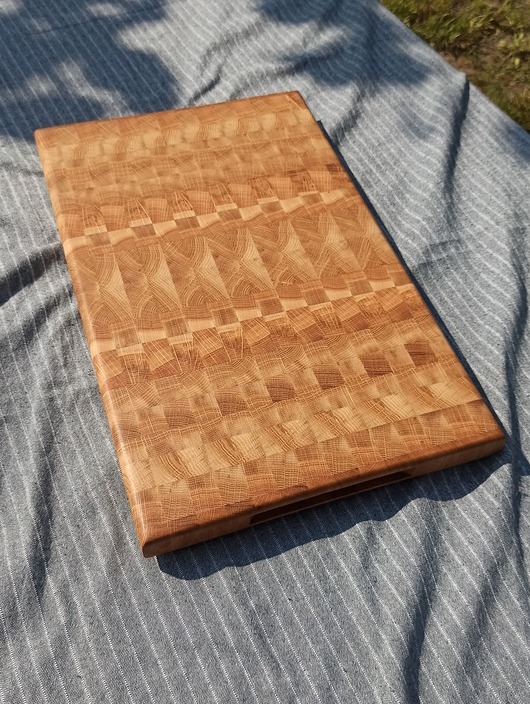 Image of Pakamera Dębowa, duża deska do krojenia End Grain. 48,5x30cm. Deska sztorcowa.