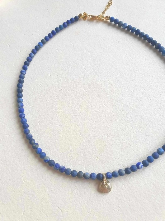 Image of Naszyjnik ANTYK lapis lazuli, mini zawieszka rustic mosiądz