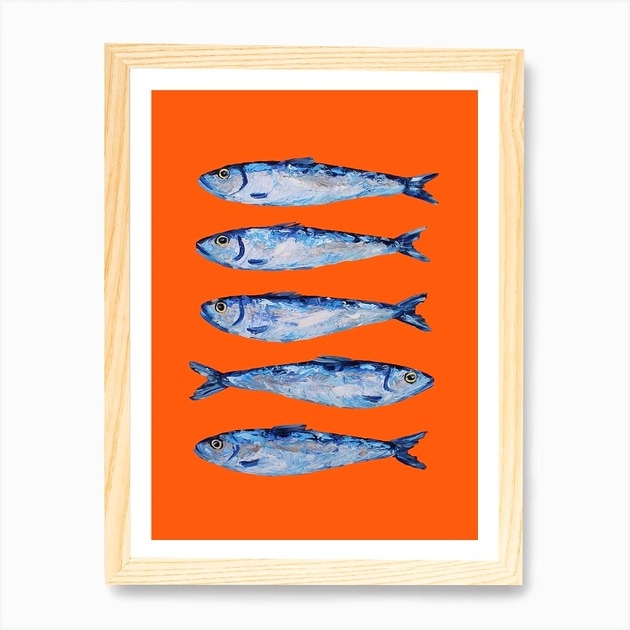 Image of Pakamera Plakat Sardynki na Pomarańczowym Tle