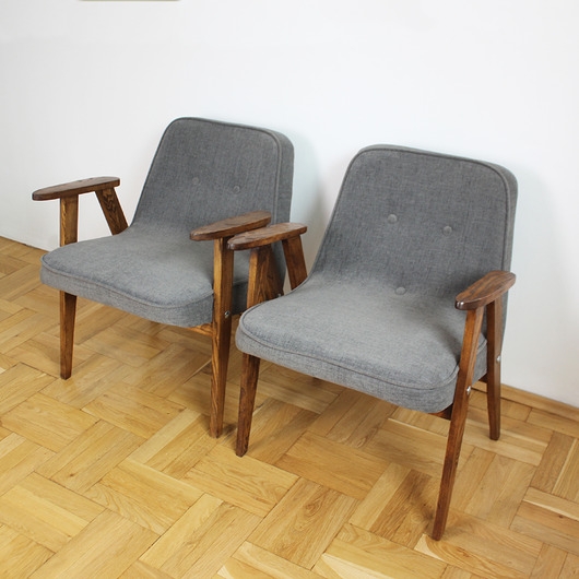 Image of Pakamera Dwa fotele 366 Chierowski lata 60 PRL. Ciemny Szary 2x