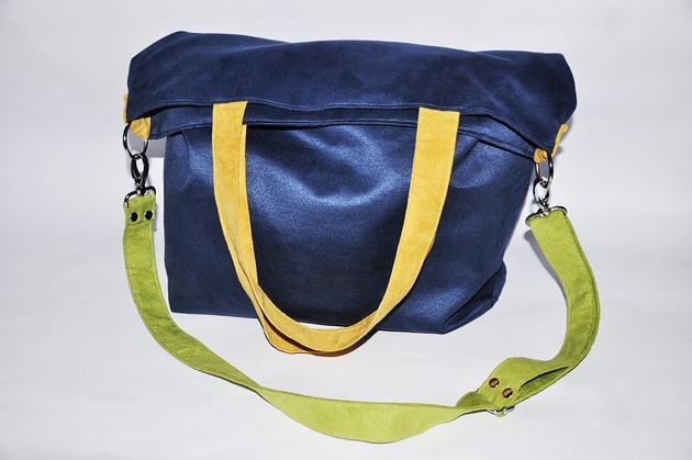 Image of Torba hobo XXL - kobalt, limonka, żółty