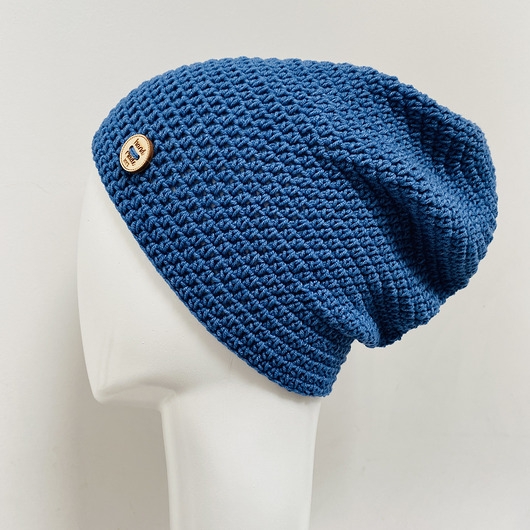 Image of Czapka przejściowa cienka beanie smerf bawełna