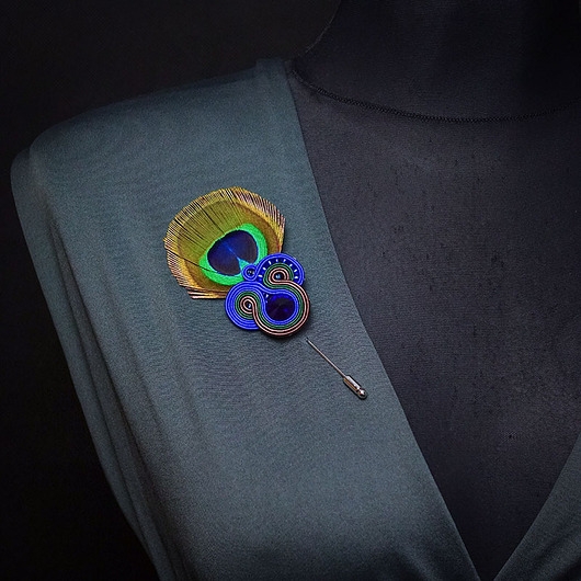 Image of Pakamera Peacock Eye- broszka soutache