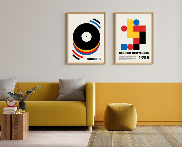 Image of DWA PLAKATY retro bauhaus mid century kolorowe