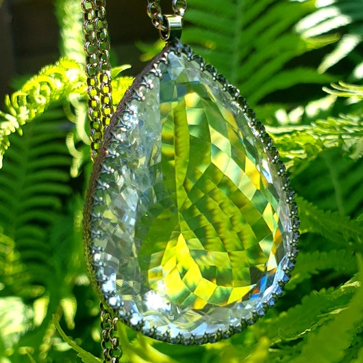 Image of Pakamera Naszyjnik Amulet - Kryształ Górski Srebro - Unikat O