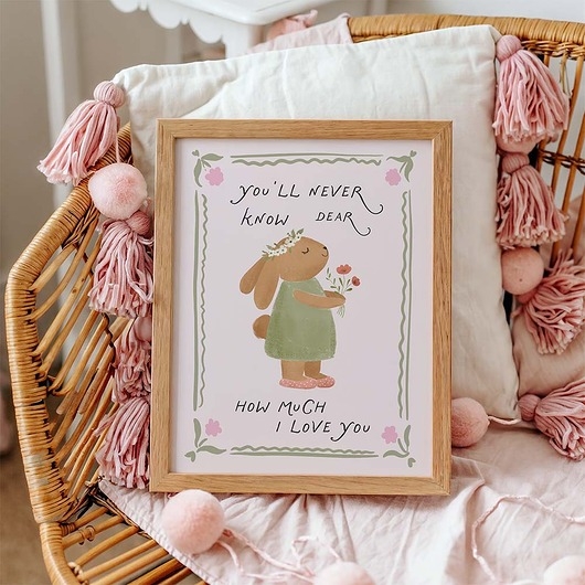 Image of Pakamera Plakat Króliczek z kwiatkiem I LOVE YOU - Plakaty Na Ścianę Dla Dzieci